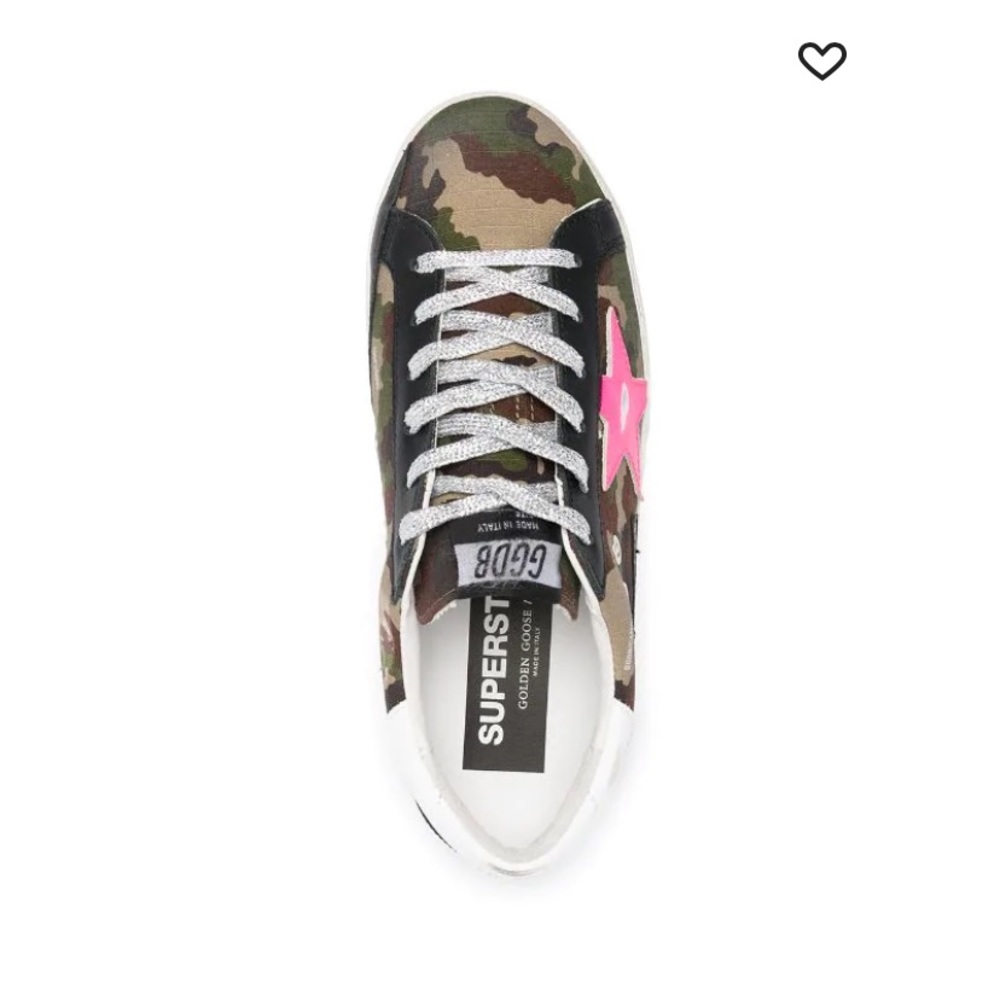 Golden Goose Super-Star Camouflage Sneakers with Pink Star - Picture 2 of 16